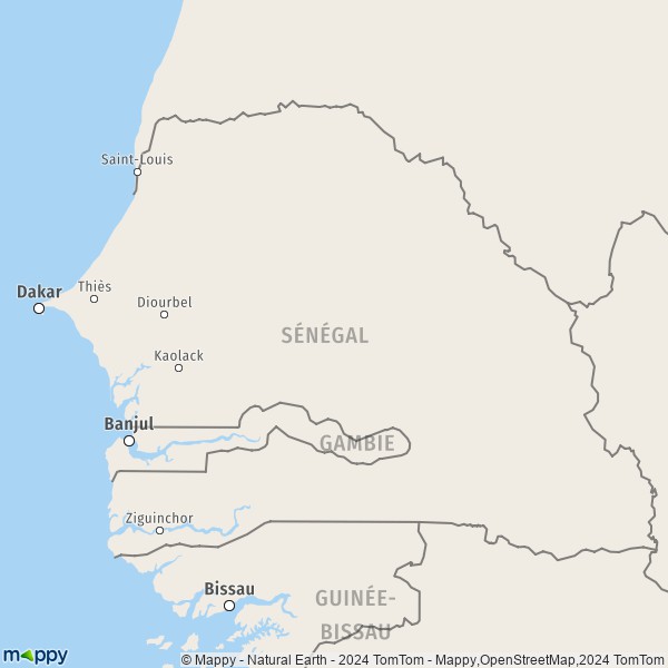 La carte du pays Sénégal
