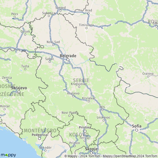 La carte du pays Serbie