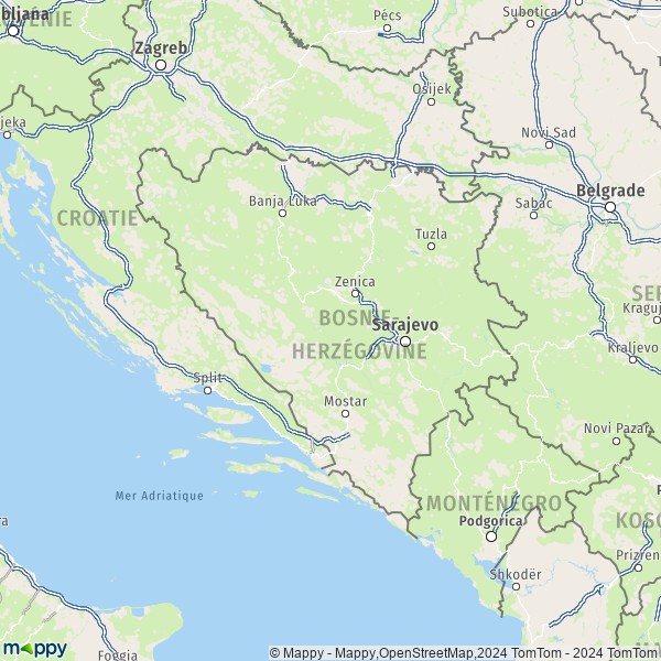 La carte du pays Bosnie-Herzégovine