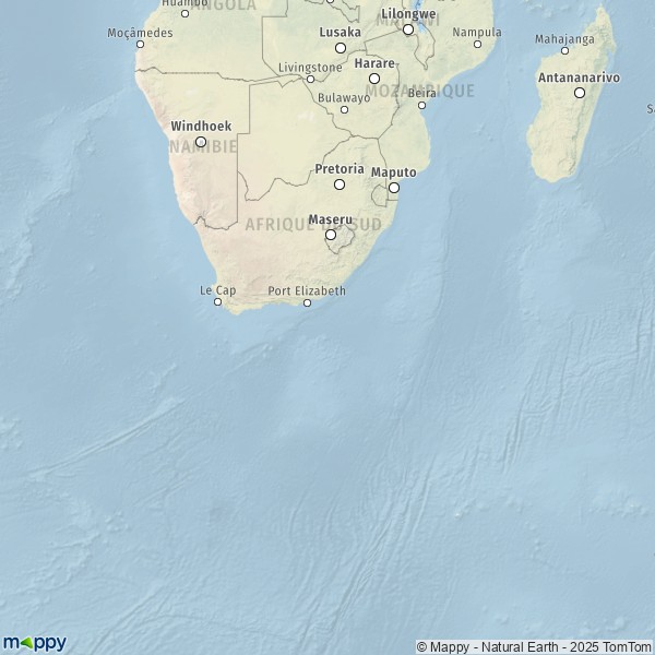 La carte du pays Afrique du Sud