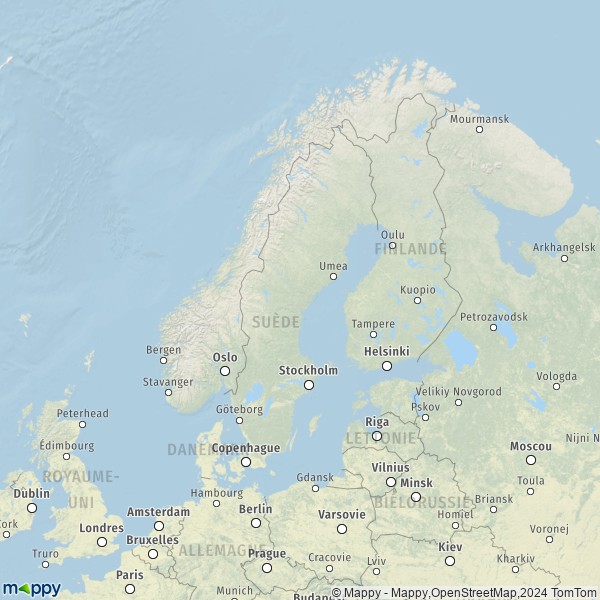 La carte du pays Suède