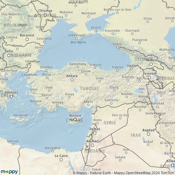 La carte du pays Turquie