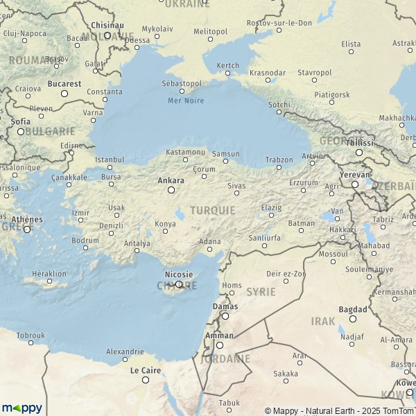 La carte du pays Turquie