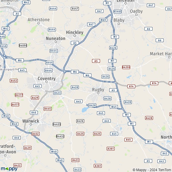 La carte pour la ville de Rugby CV21 1-CV23 9