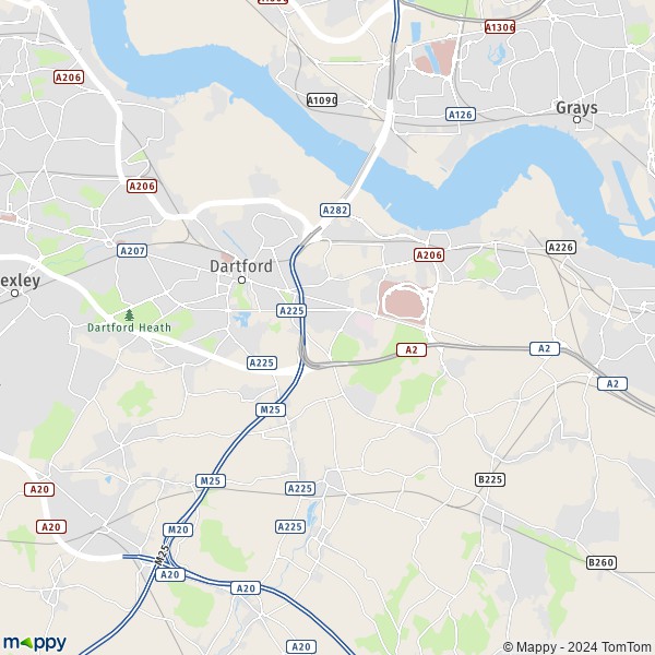 La carte pour la ville de Dartford DA1 1-DA5 2