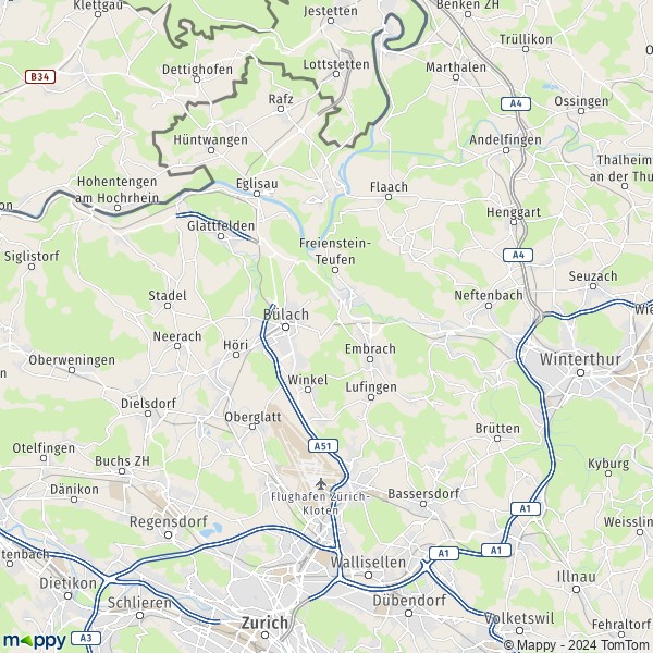 La carte du département Bülach