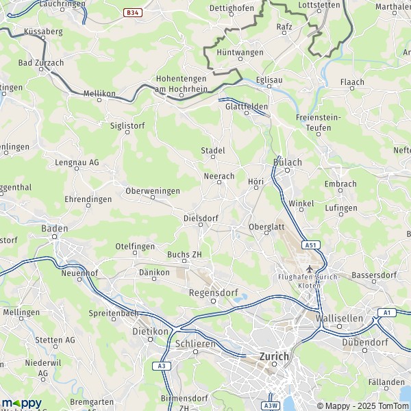 La carte du département Dielsdorf