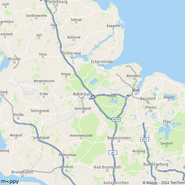 La carte du département Rendsburg-Eckernförde