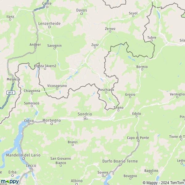 La carte du département Sondrio