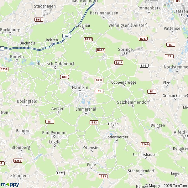 La carte du département Hameln-Pyrmont