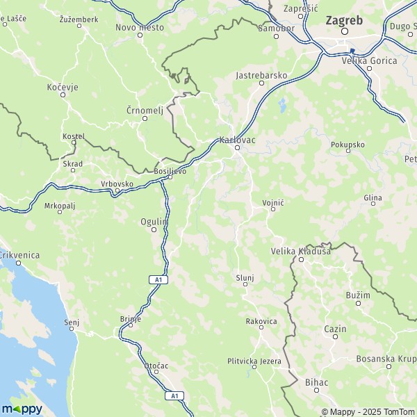 La carte du département County of Karlovac