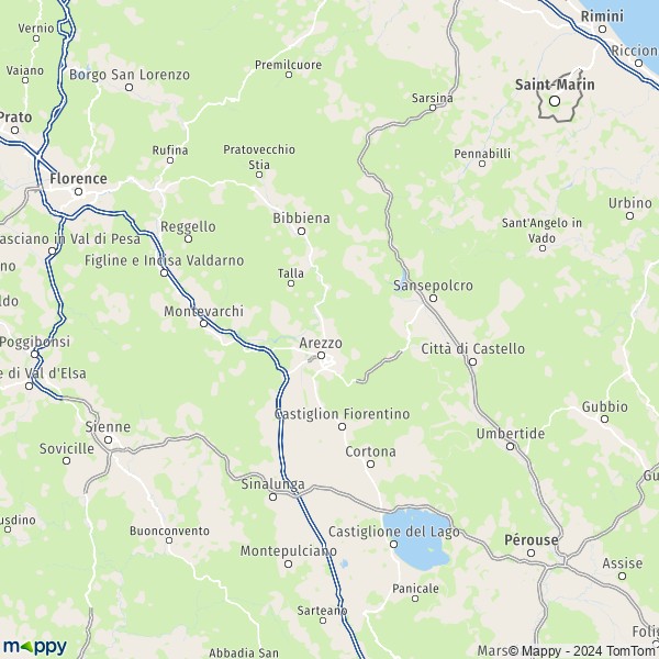 La carte du département Arezzo