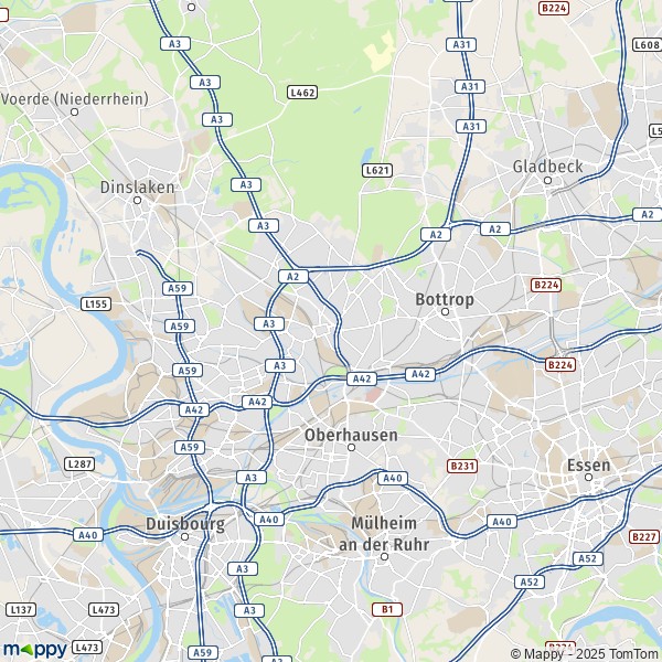 La carte du département Oberhausen