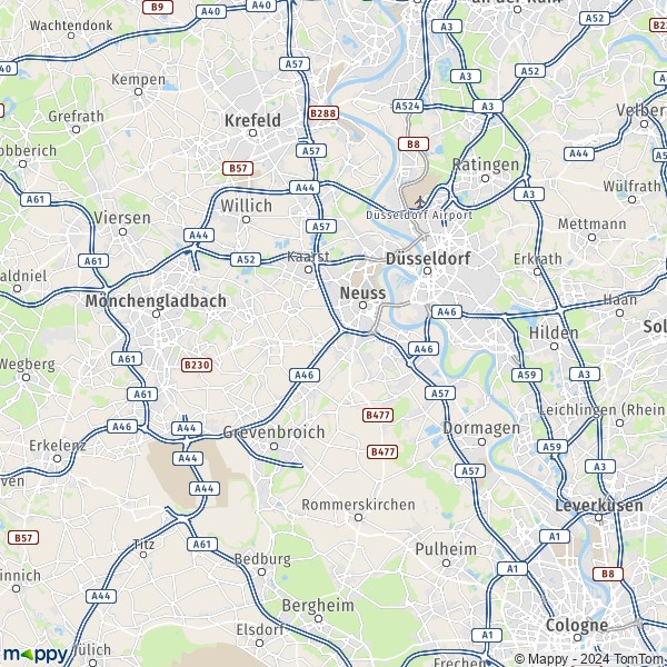 La carte du département Rhein-Kreis Neuss