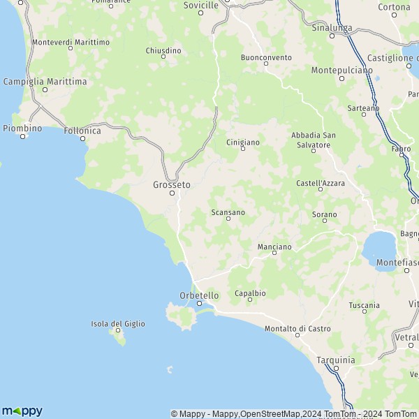 La carte du département Grosseto