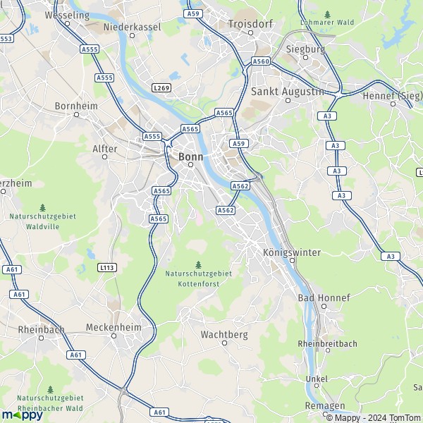 La carte du département Bonn