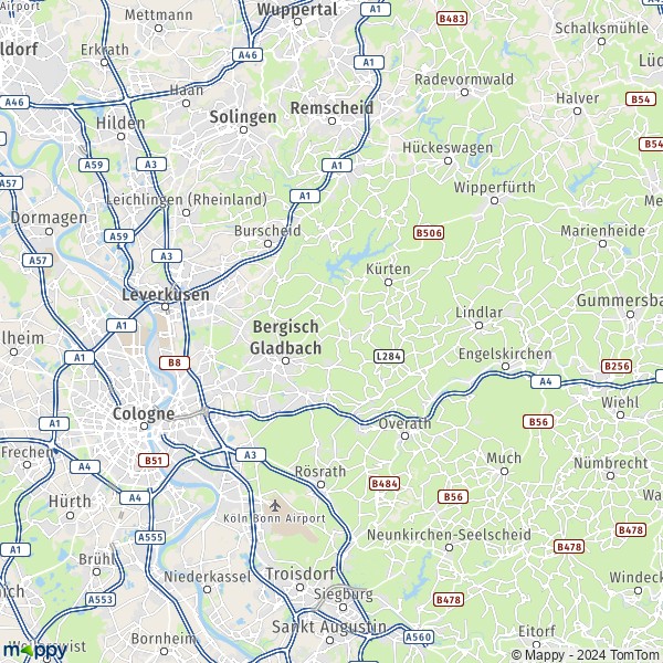 La carte du département Rheinisch-Bergischer Kreis