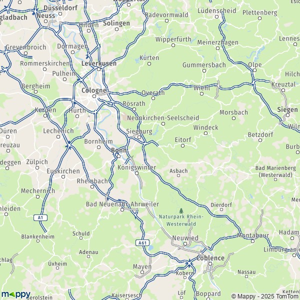 La carte du département Rhein-Sieg-Kreis