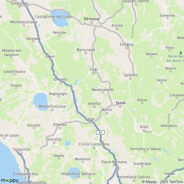 La carte du département Terni