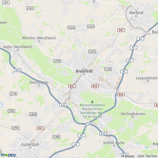 La carte du département Bielefeld