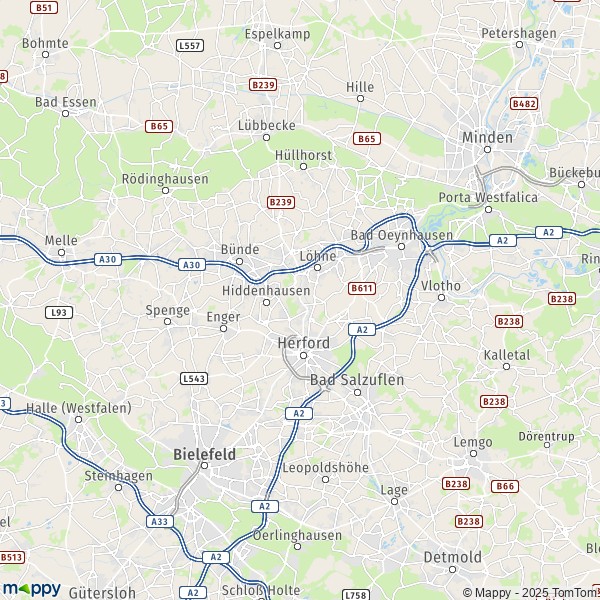 La carte du département Herford