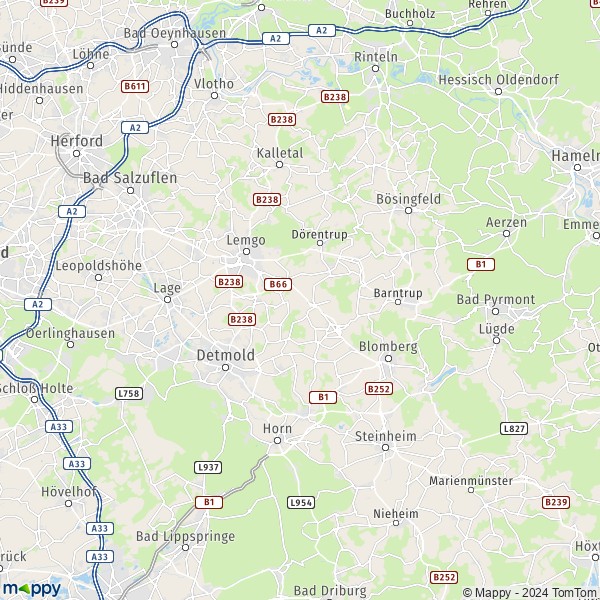 La carte du département Lippe