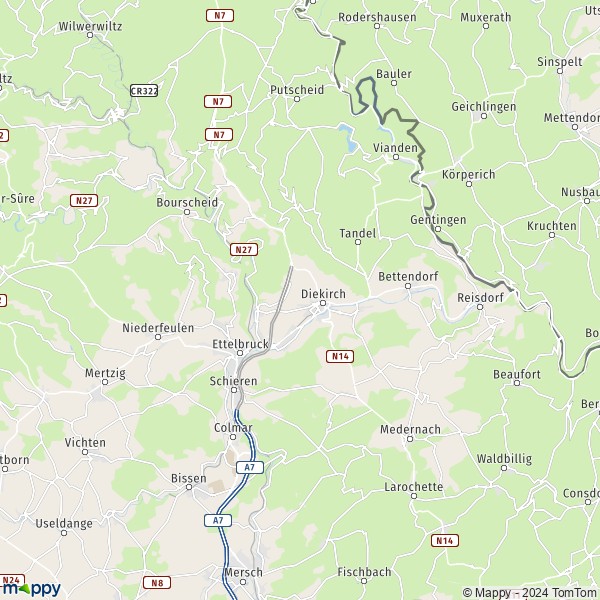 La carte du département Diekirch