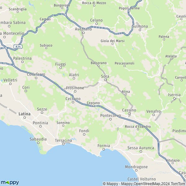 La carte du département Frosinone