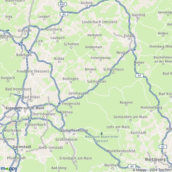 La carte du département Main-Kinzig-Kreis