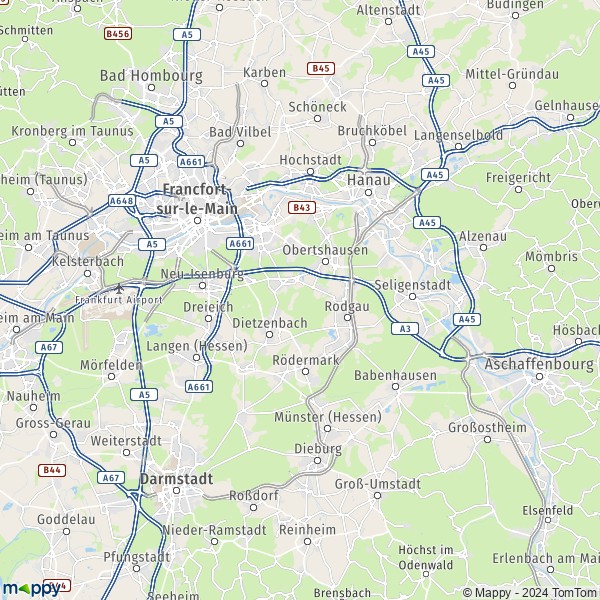 La carte du département Offenbach