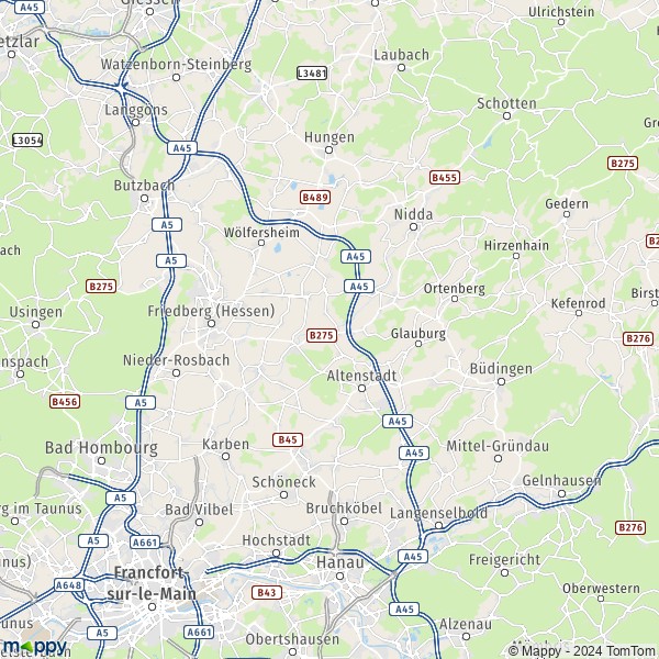 Carte Wetteraukreis : plan de Wetteraukreis et infos pratiques - Mappy