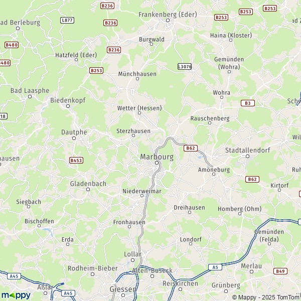 La carte du département Marburg-Biedenkopf