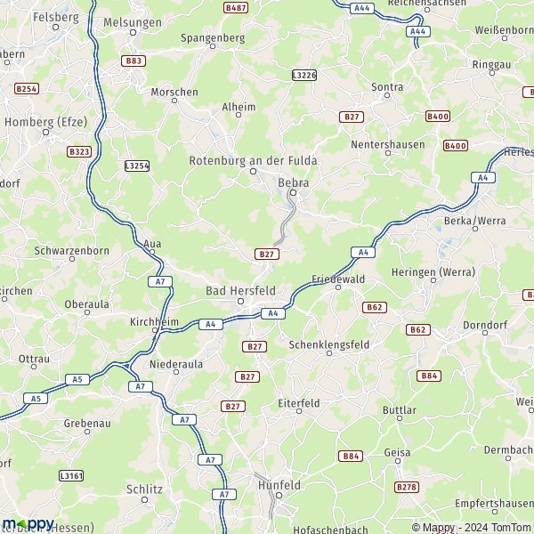 La carte du département Hersfeld-Rotenburg