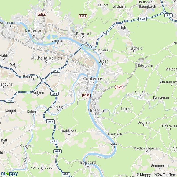 La carte du département Coblence