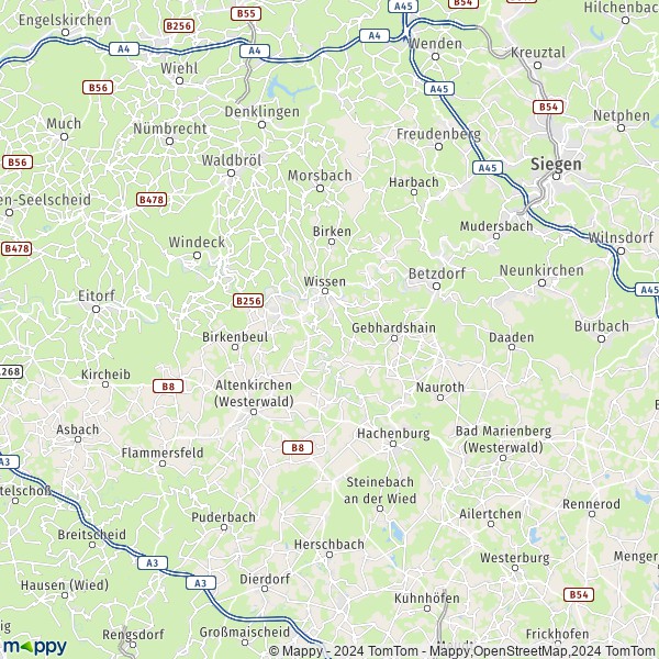 La carte du département Altenkirchen (Westerwald)