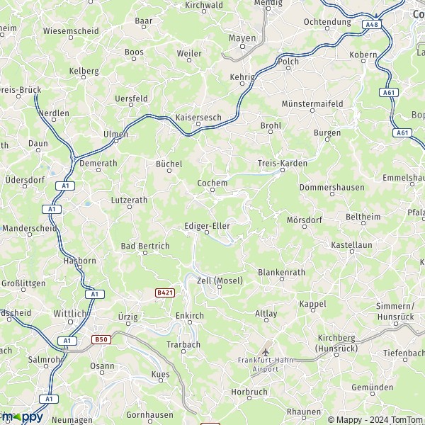 La carte du département Cochem-Zell