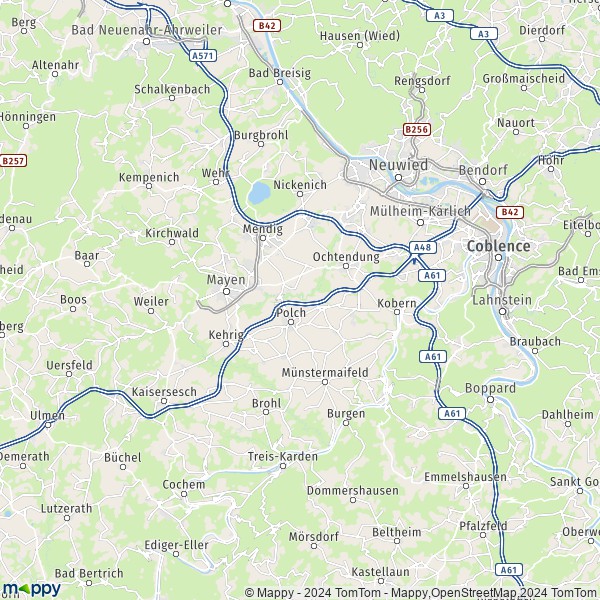 La carte du département Mayen-Koblenz