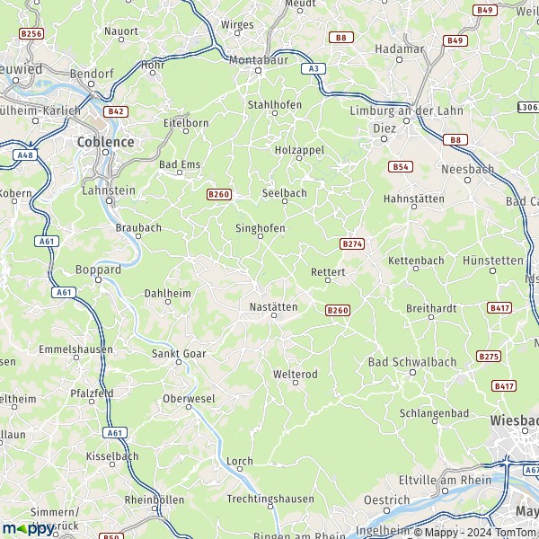 La carte du département Rhein-Lahn-Kreis