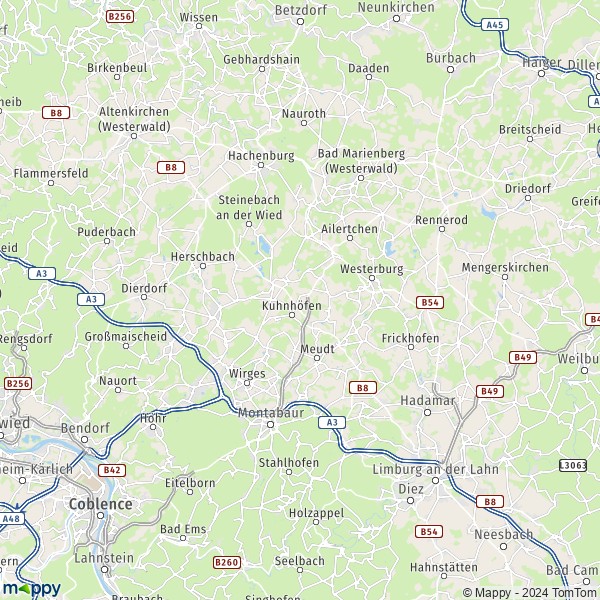 La carte du département Westerwaldkreis