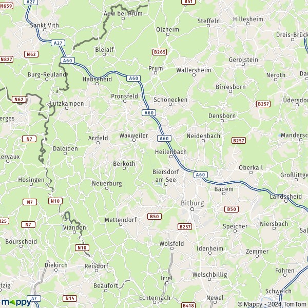 La carte du département Eifelkreis-Bitburg-Prüm