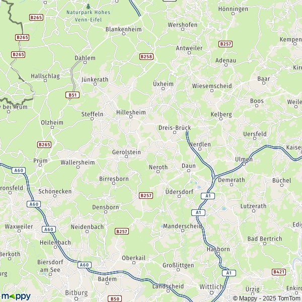 La carte du département Vulkaneifel