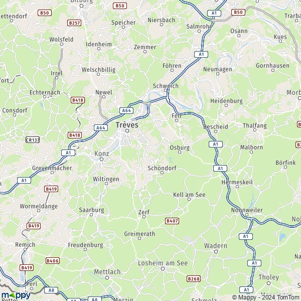 La carte du département Trier-Saarburg