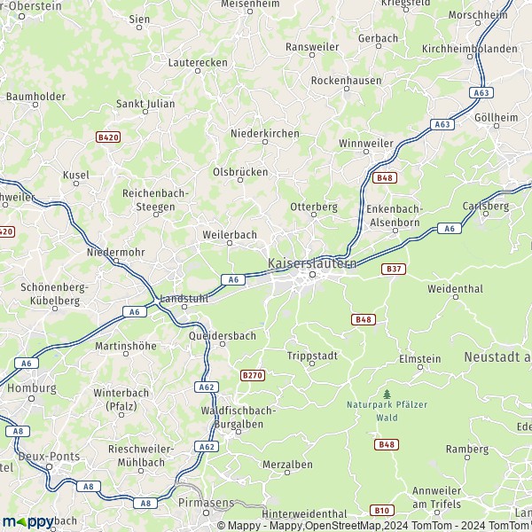 La carte du département Kaiserslautern