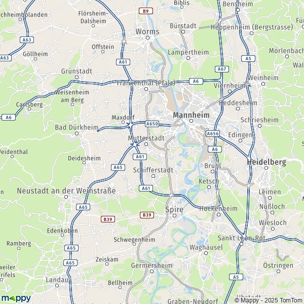 La carte du département Rhein-Pfalz-Kreis