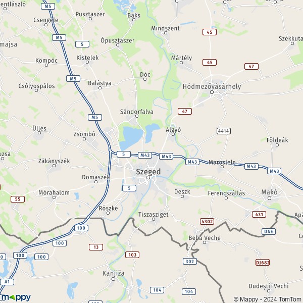 La carte du département Szegedi járás