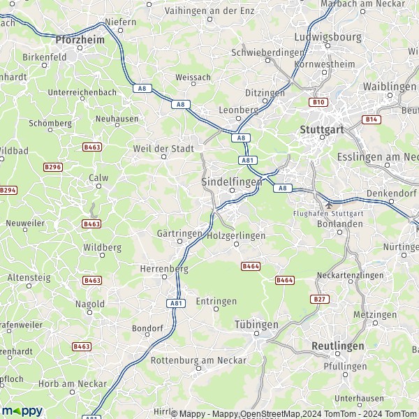 La carte du département Böblingen