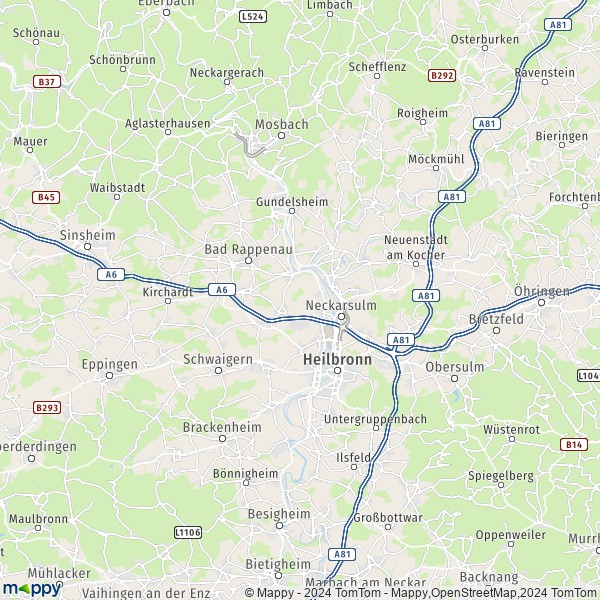 La carte du département Heilbronn