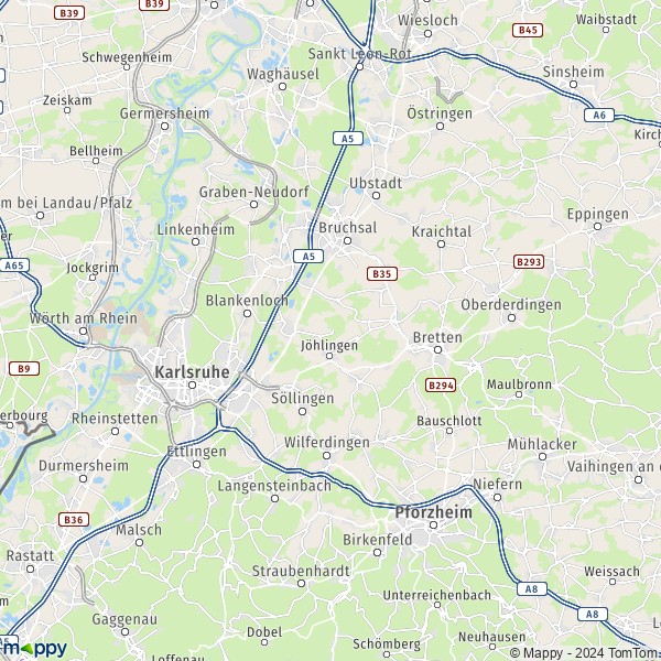 La carte du département Karlsruhe