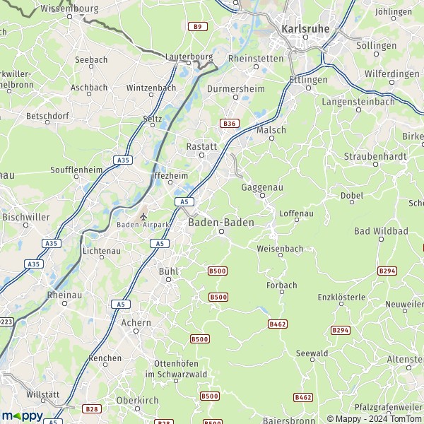 La carte du département Rastatt