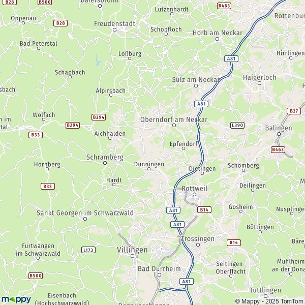 La carte du département Rottweil